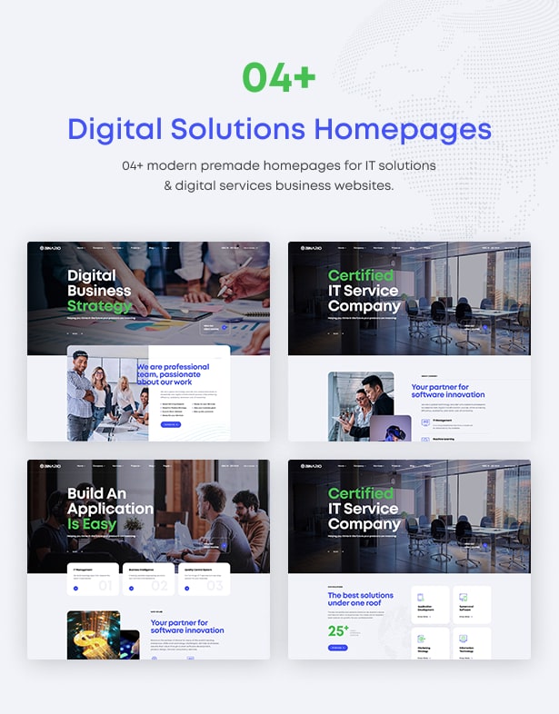 Binario - Digital Solutions WordPress Theme homepage demos
