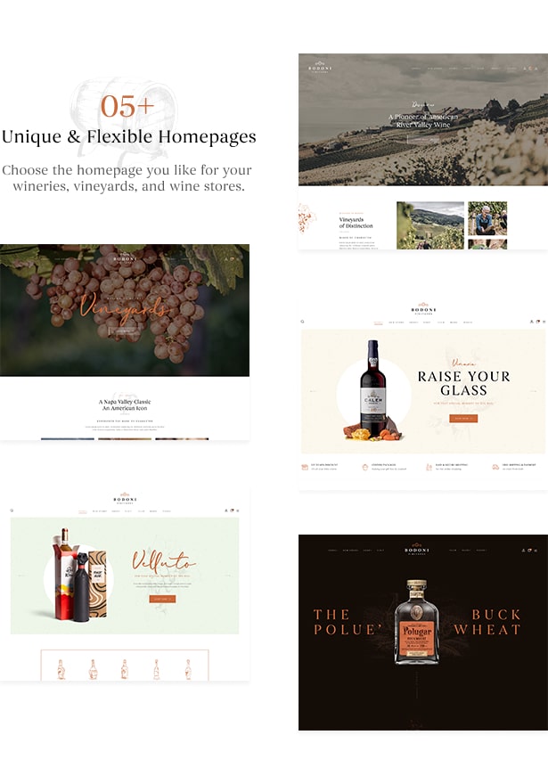 Bodoni - Vineyard WooCommerce WordPress Theme - Stunning Premade Wine Homepage Websites