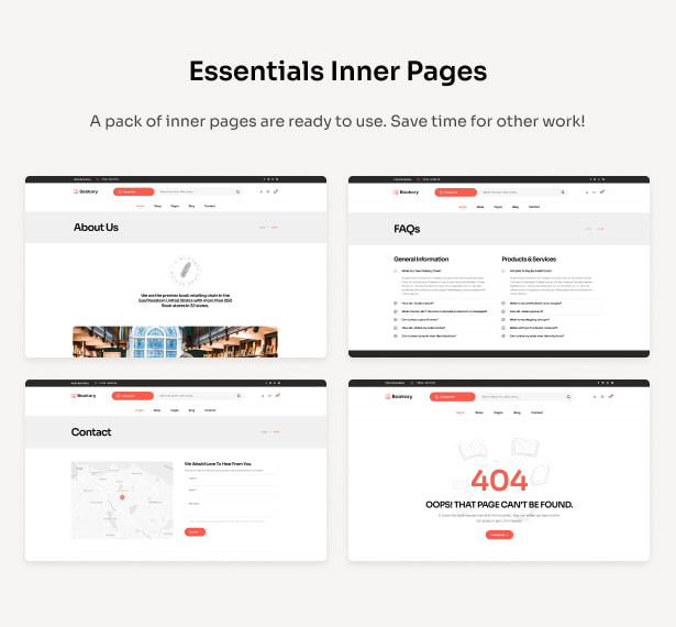 Bookory - Bookstore WordPress Theme - Essentials Inner Pages