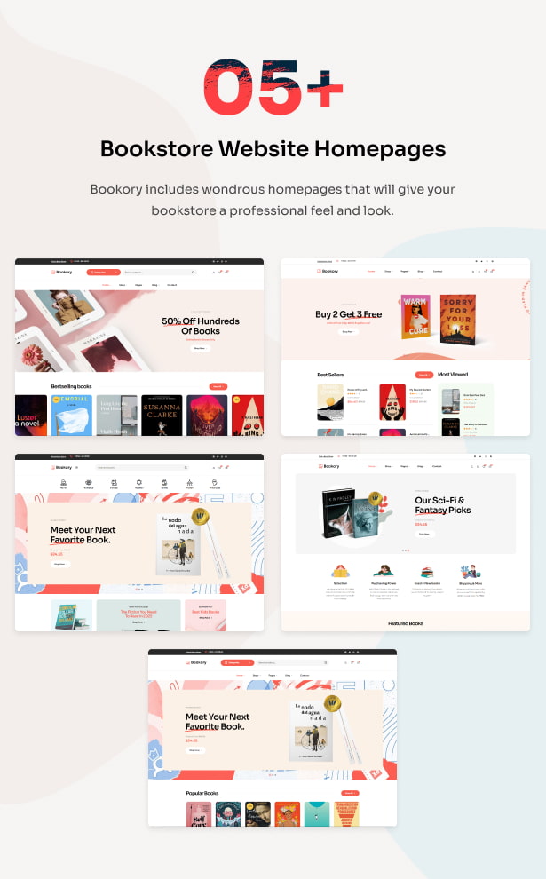 Bookory - Bookstore WordPress Theme - Bookshop Website Homepages