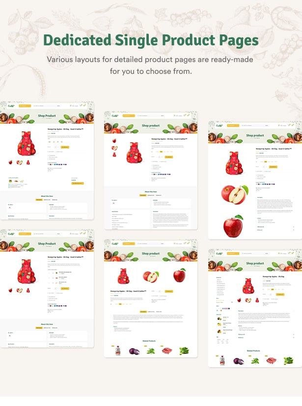 Ecolive - Organic Food WooCommerce WordPress Theme - Dedicated Single Product Pages