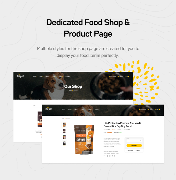 Gopet - Free Pet Store WordPress Theme - Dedicated Food Shop & Product Page