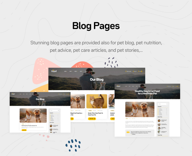 Gopet - Free Pet Store WordPress Theme - Pet Care Blog Pages