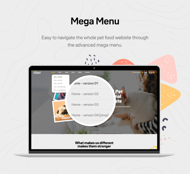 Gopet - Free Pet Store WordPress Theme - Mega Menu