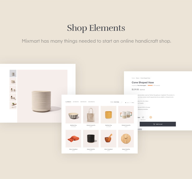 Provide you shop elements to create a perfect handmade WordPress site