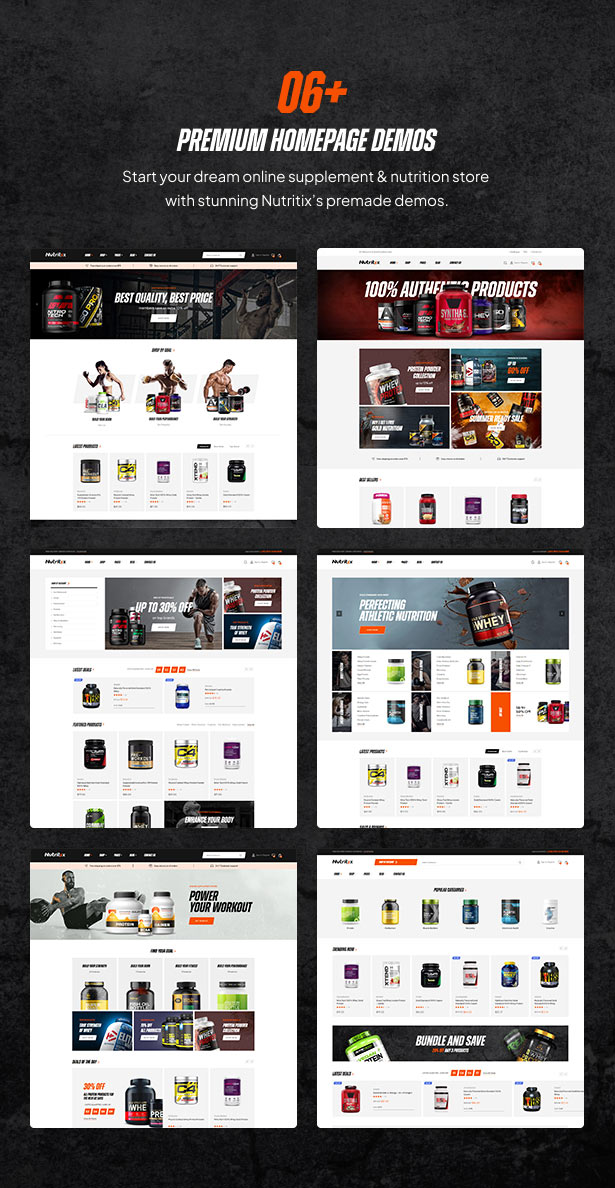 Nutritix - Supplement nutrition WooCommerce Theme homepages