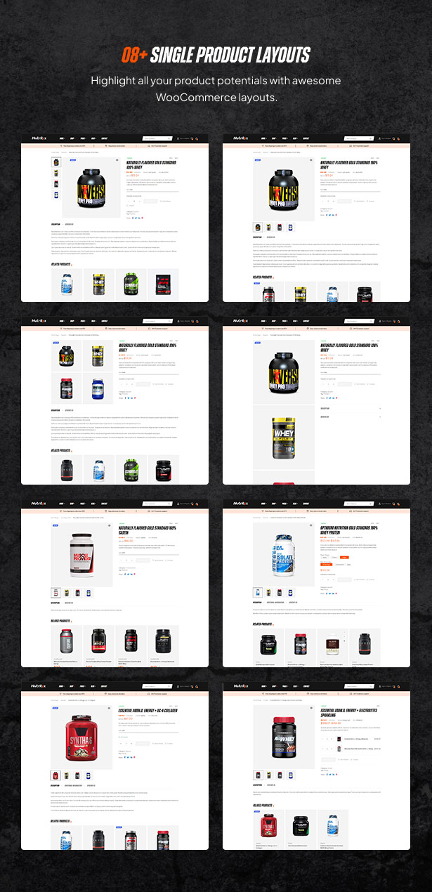 Nutritix - Supplement nutrition WooCommerce Theme product pages