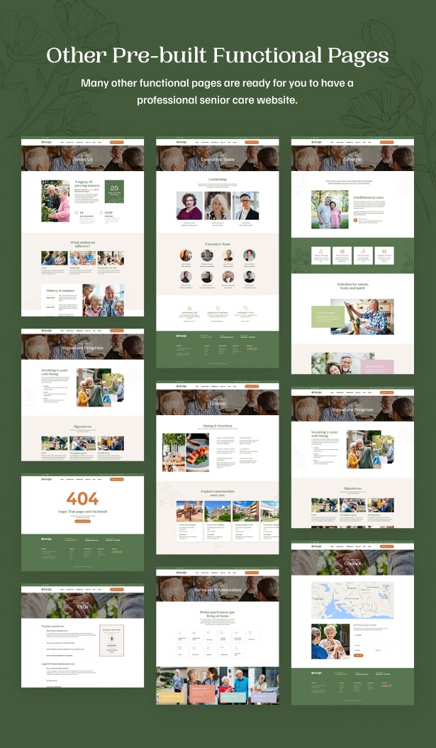 Onilife - Senior Living WordPress Theme - Functional Pages