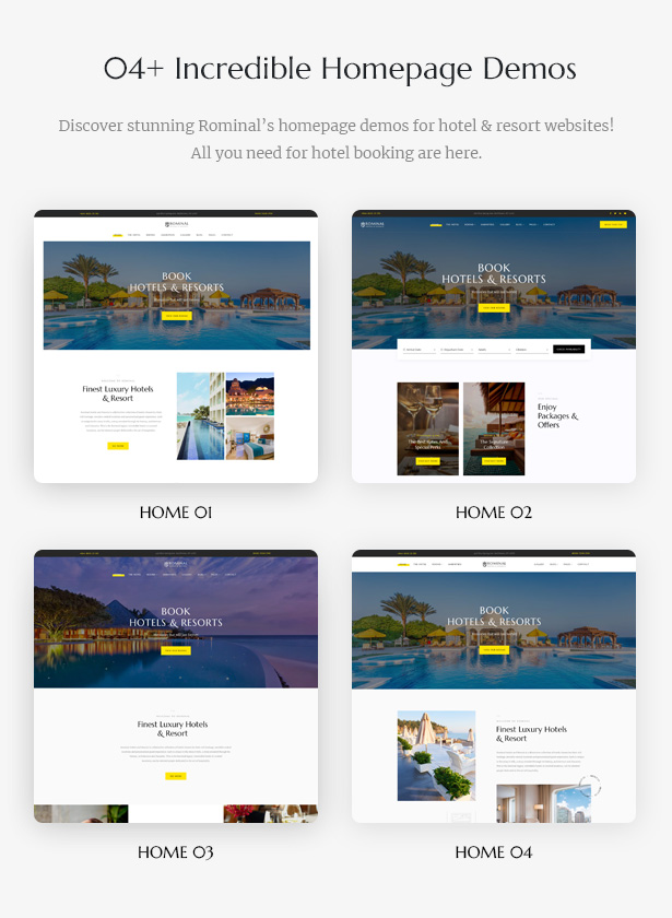 Rominal - Hotel Booking WordPress Theme - Ready-to-use Hotel Booking Homepage Layouts
