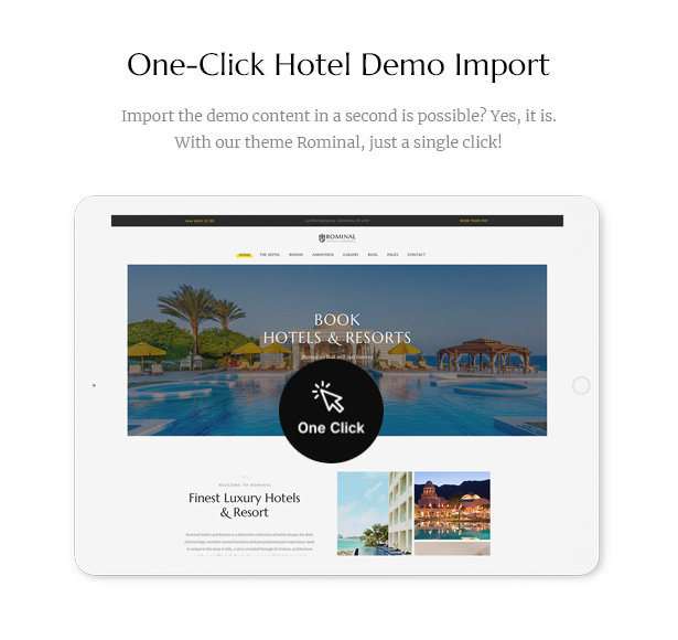 Rominal - Hotel Booking WordPress Theme - One Click Import Demo