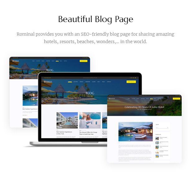 Rominal - Hotel Travel Booking Blog WordPress Theme - Blog Space for Articles, Sharing Posts
