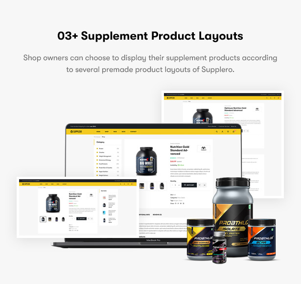 Supplero - Supplement Store WooCommerce WordPress Theme - Supplement Product Detail Layouts