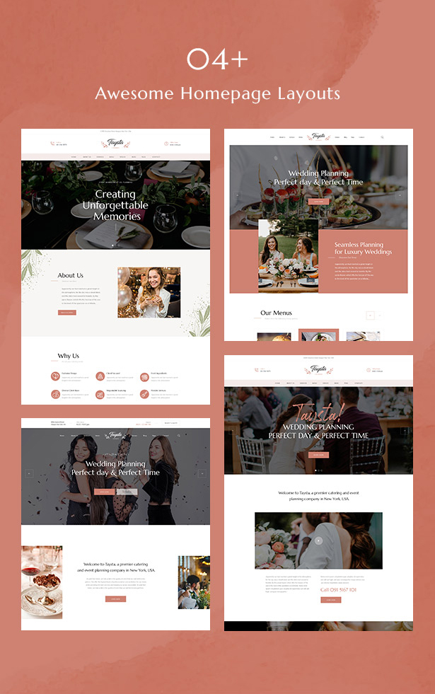 Taysta - best wedding planner wordpress theme - event planner homepages