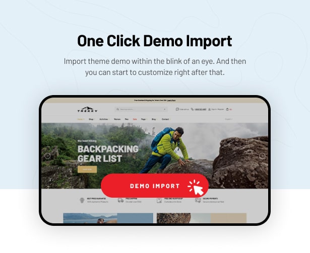 Trekky Outdoor Gear WooCommerce Theme demo import