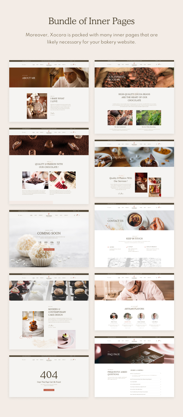 Xocora - Food Bakery WooCommerce WordPress Theme - Inner Pages