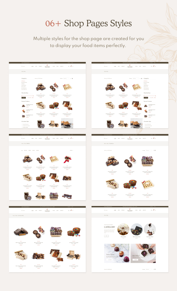 Xocora - Food Bakery WooCommerce WordPress Theme - Shop Pages Styles
