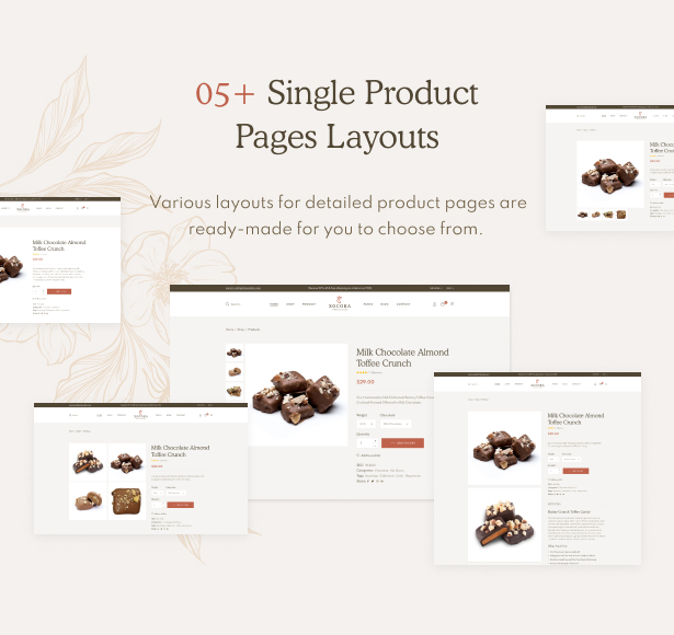 Xocora - Food Bakery WooCommerce WordPress Theme - Single Product Pages Layouts